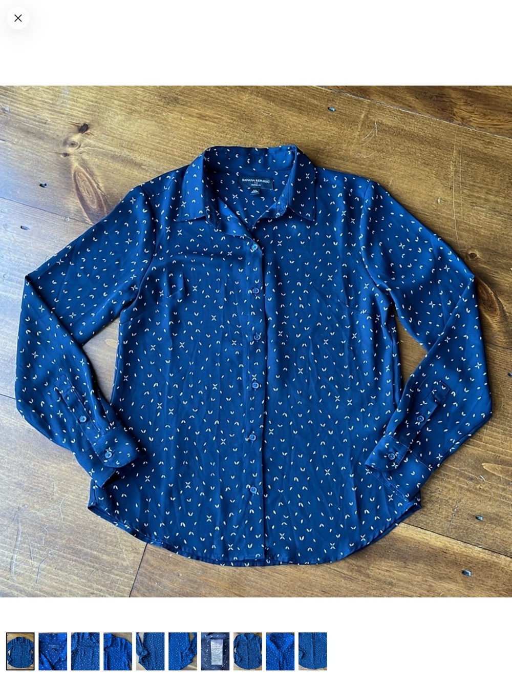 Banana Republic Navy Button-Down Shirt with White Micro Print
